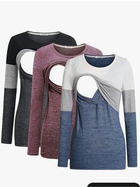 Bearsland Nursing Colorblock Long Sleeve Top - set of 3